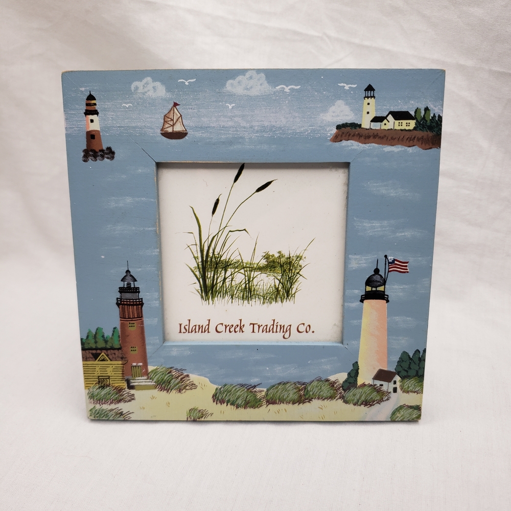 Lighthouses Wood Coastal Table Frame For 3 x 3 Picture
